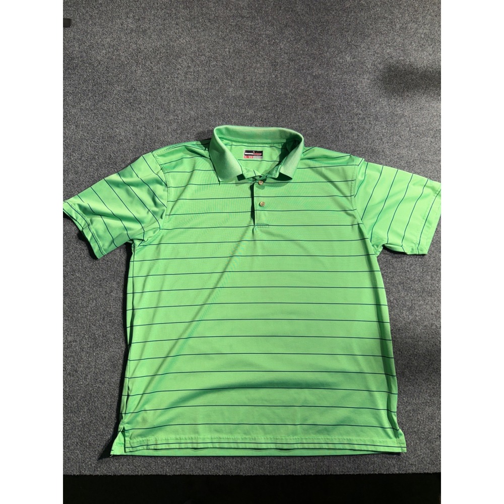 Grand Slam Performance Mens XL Green Striped Short Sleeve Golf Polo Shirt